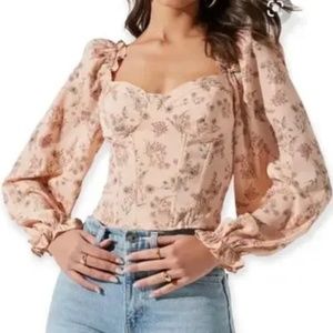 ASTR the label - Pink Multi Floral Top